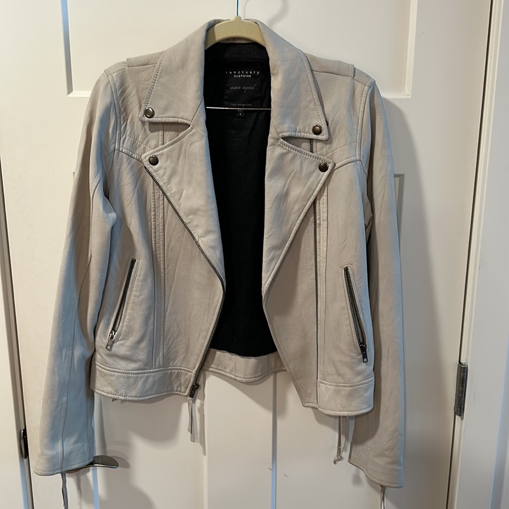 SANCTUARY Couture Inspired Leather Moto Jacket. Size S.